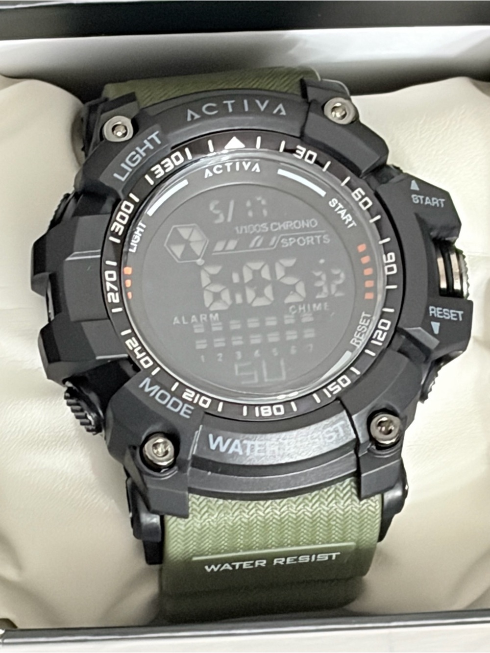 ACTIVA Men's Digital Sports Watch - Black Case with Green Strap